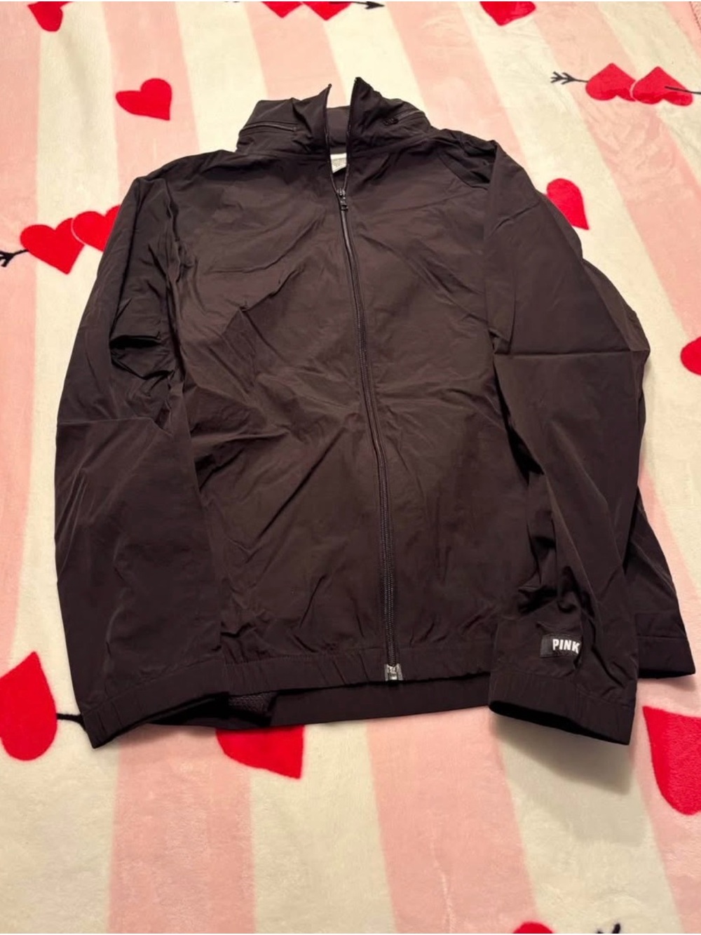 PINK Victoria's Secret Black Full-Zip Lightweight Jacket